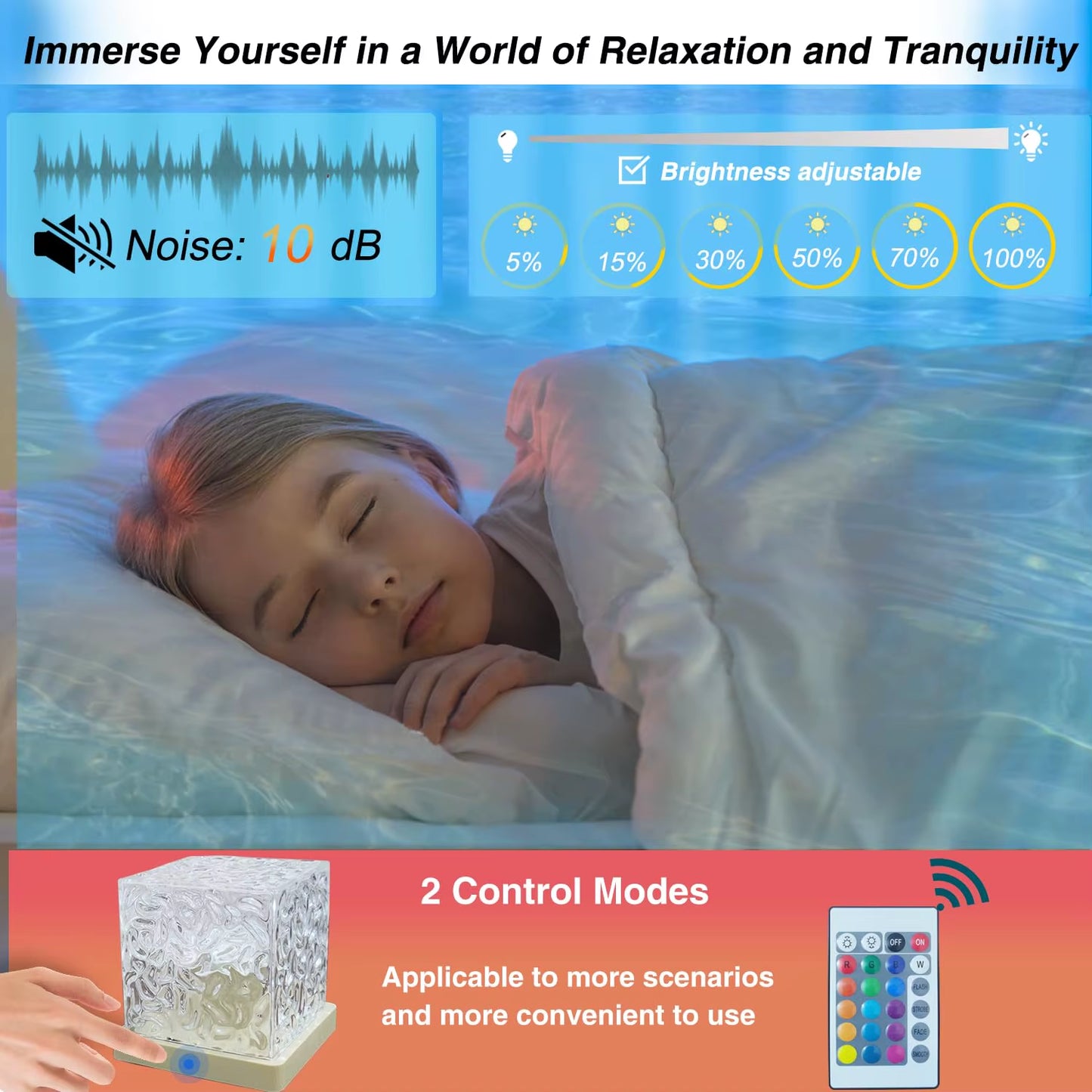 Ocean Lamp Water Light Projector - Water Ripple Projector Light Cube Aurora Northern Lights Wave Ripple Night Light for Bedroom